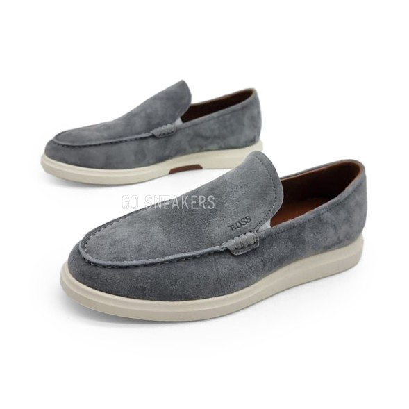 Мужские лоферы Hugo Boss Loafers Suede Light Grey