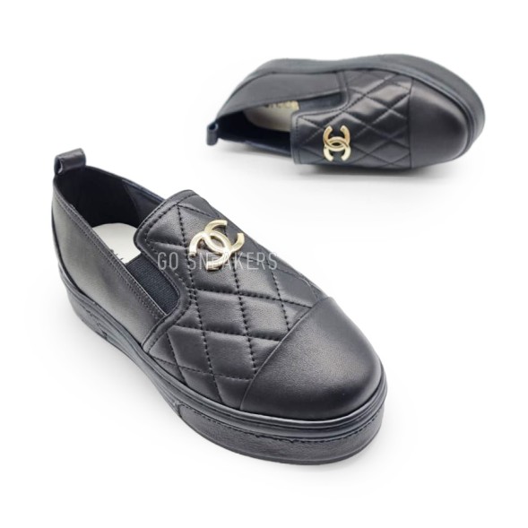 Женские слипоны Chanel Slip-ons Leather Black