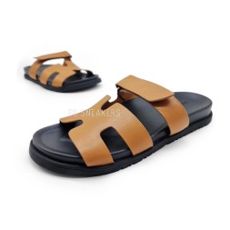 Hermes Flip-flops Leather Brown/Black