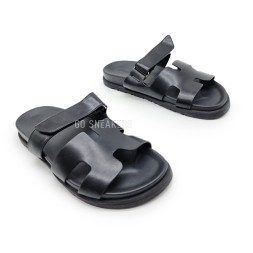 Hermes Flip-flops Leather Glossy Black