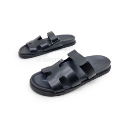 Hermes Flip-flops Leather Glossy Black