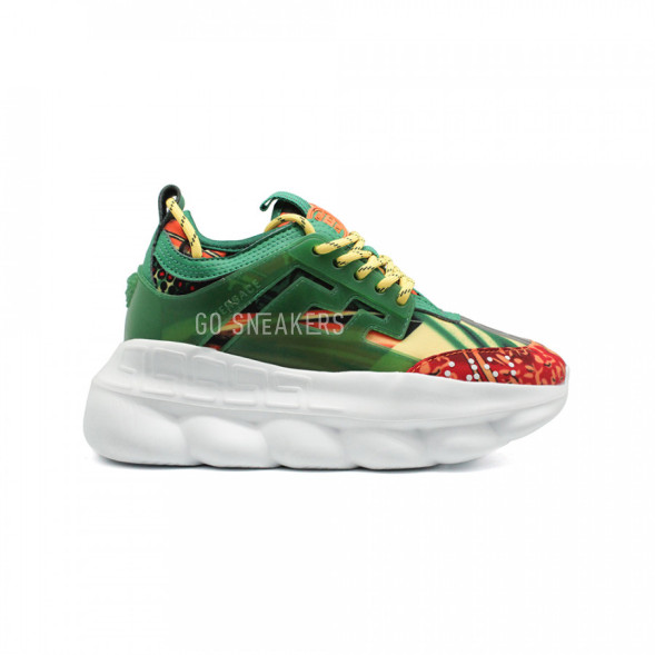 Женские кроссовки Versace Chain Reaction Green Multicolor Print