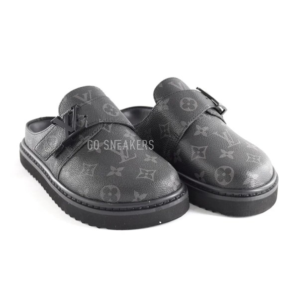 Унисекс тапочки Louis Vuitton Slipper Black Leather 
