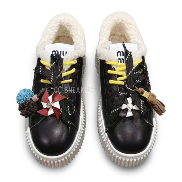 Женские зимние кеды на платформе Miu Miu Winter Sneakers Platform Black 
