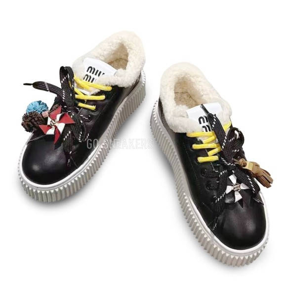Женские зимние кеды на платформе Miu Miu Winter Sneakers Platform Black 