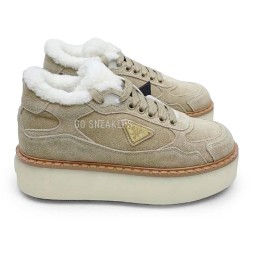 Prada Platform Suede Winter Sand