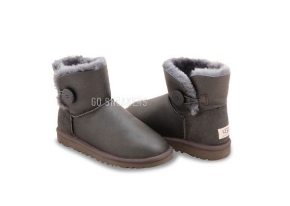 Женские угги с пуговицей Bailey Button Mini Metallic Grey