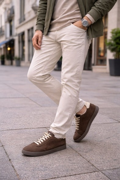Мужские кеды Brunello Cucinelli Suede Sneakers Brown